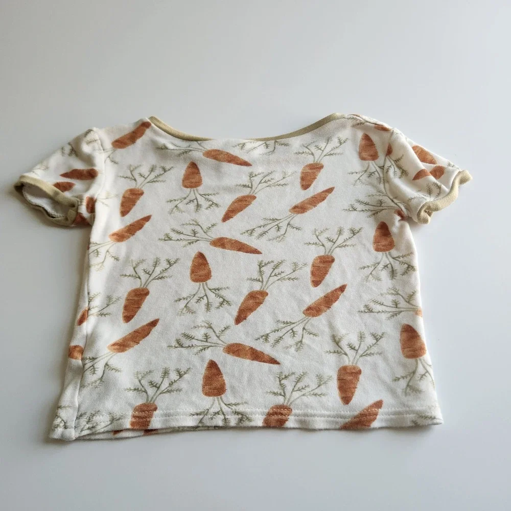 Kids 4T Bamboo Viscose Carrot Print Short Sleeve Top‎